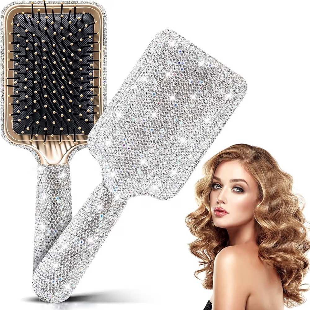 NWT Sparkling Bling Swarovski Crystal Rhinestone Hair Brush + Gift - Picture 5 of 8